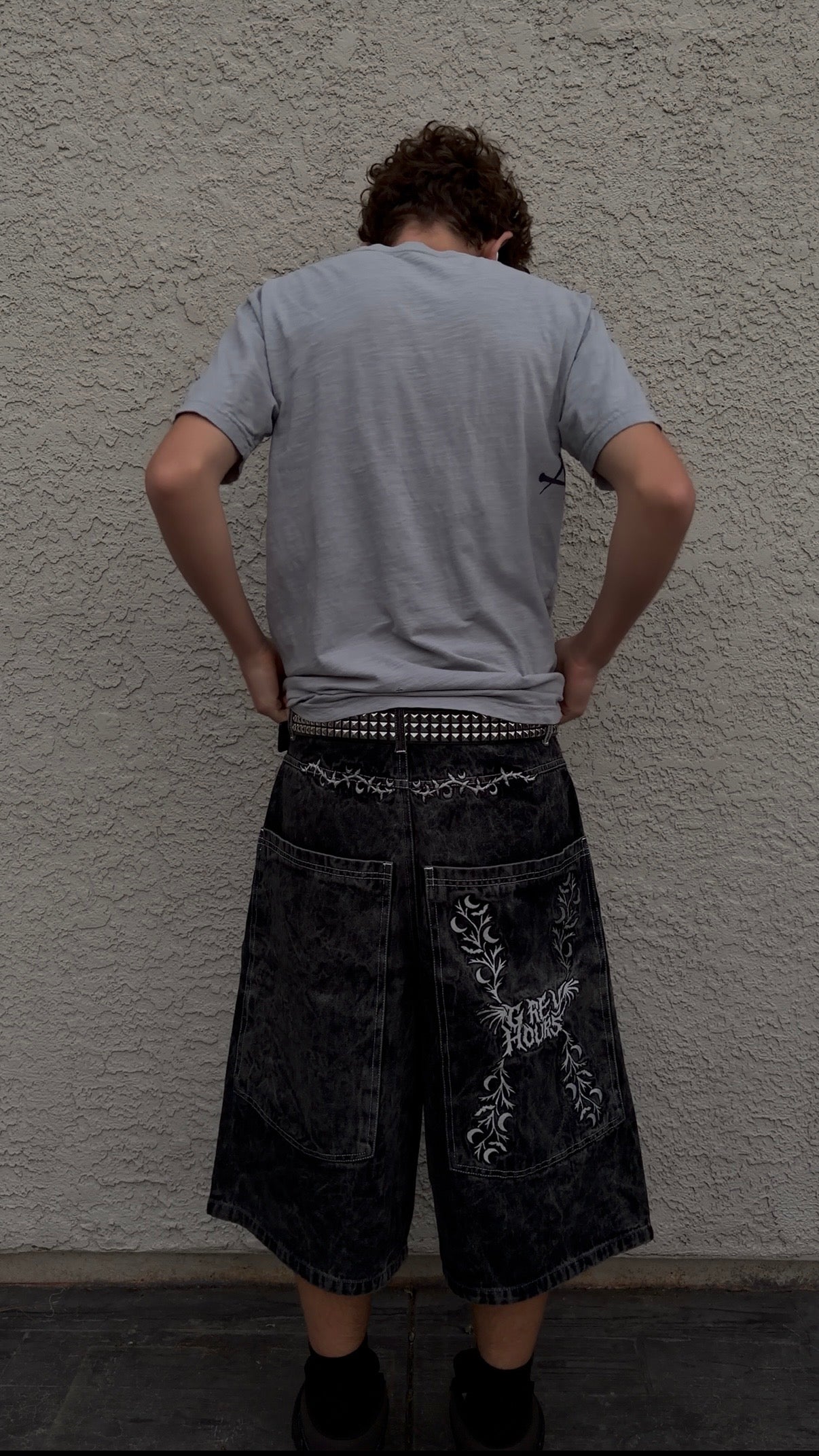 "V2" Black Jorts