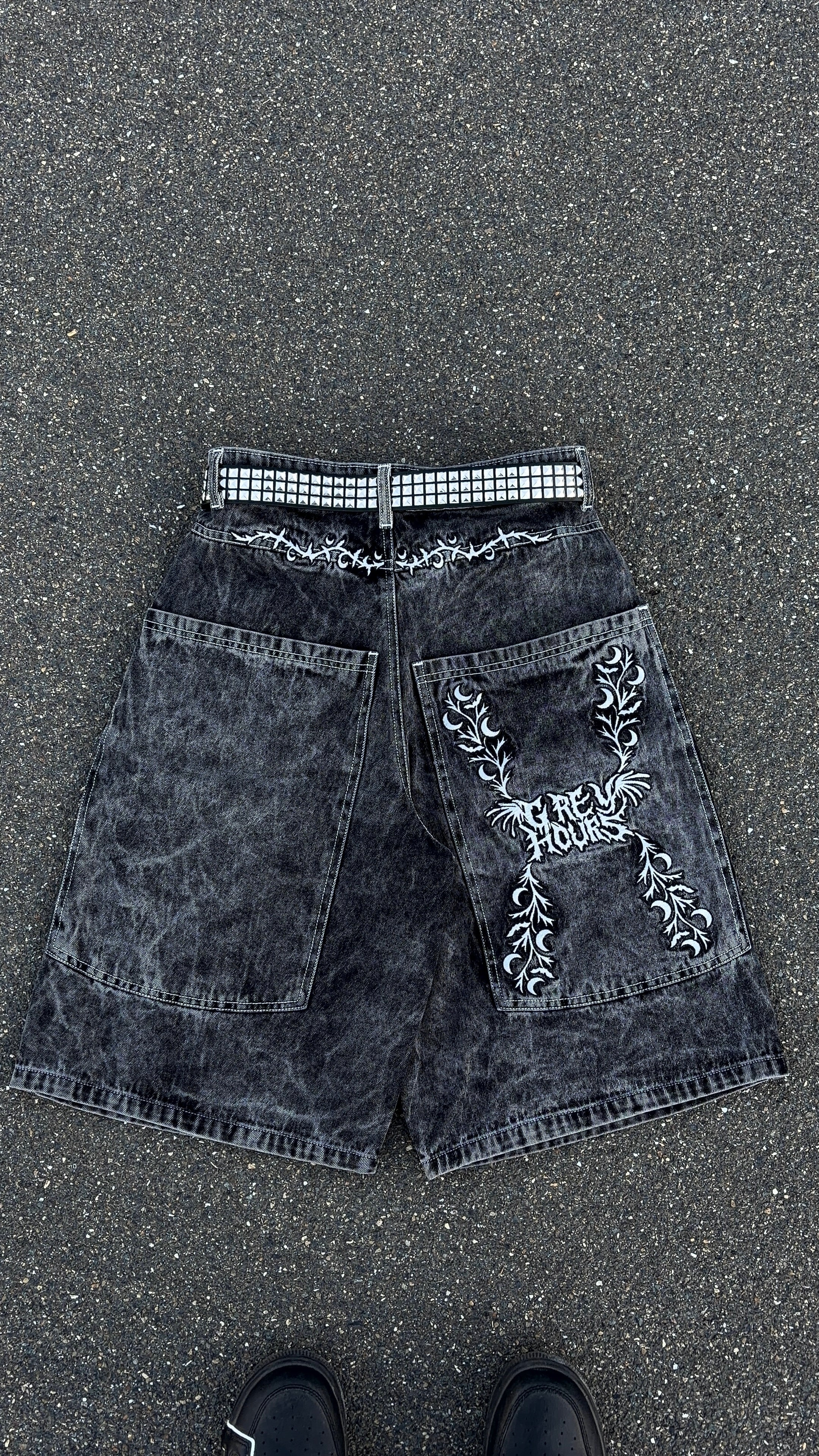 "V2" Black Jorts