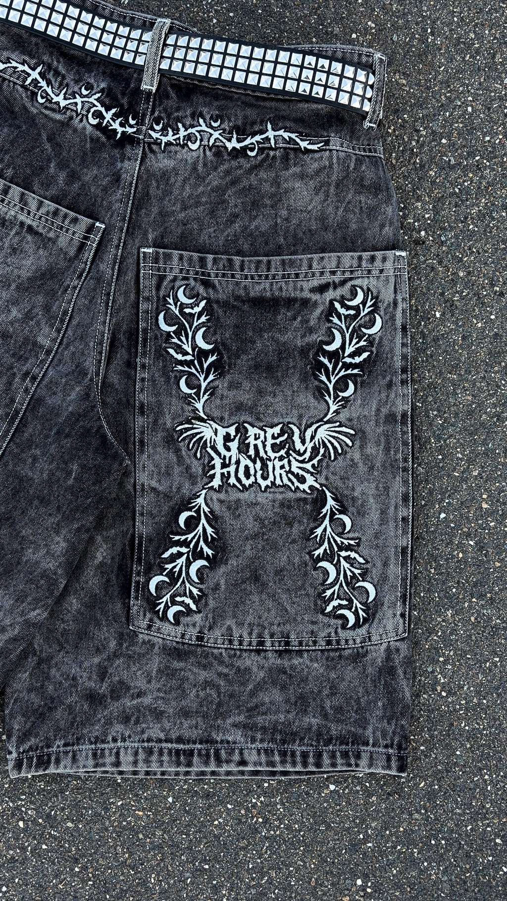 "V2" Black Jorts