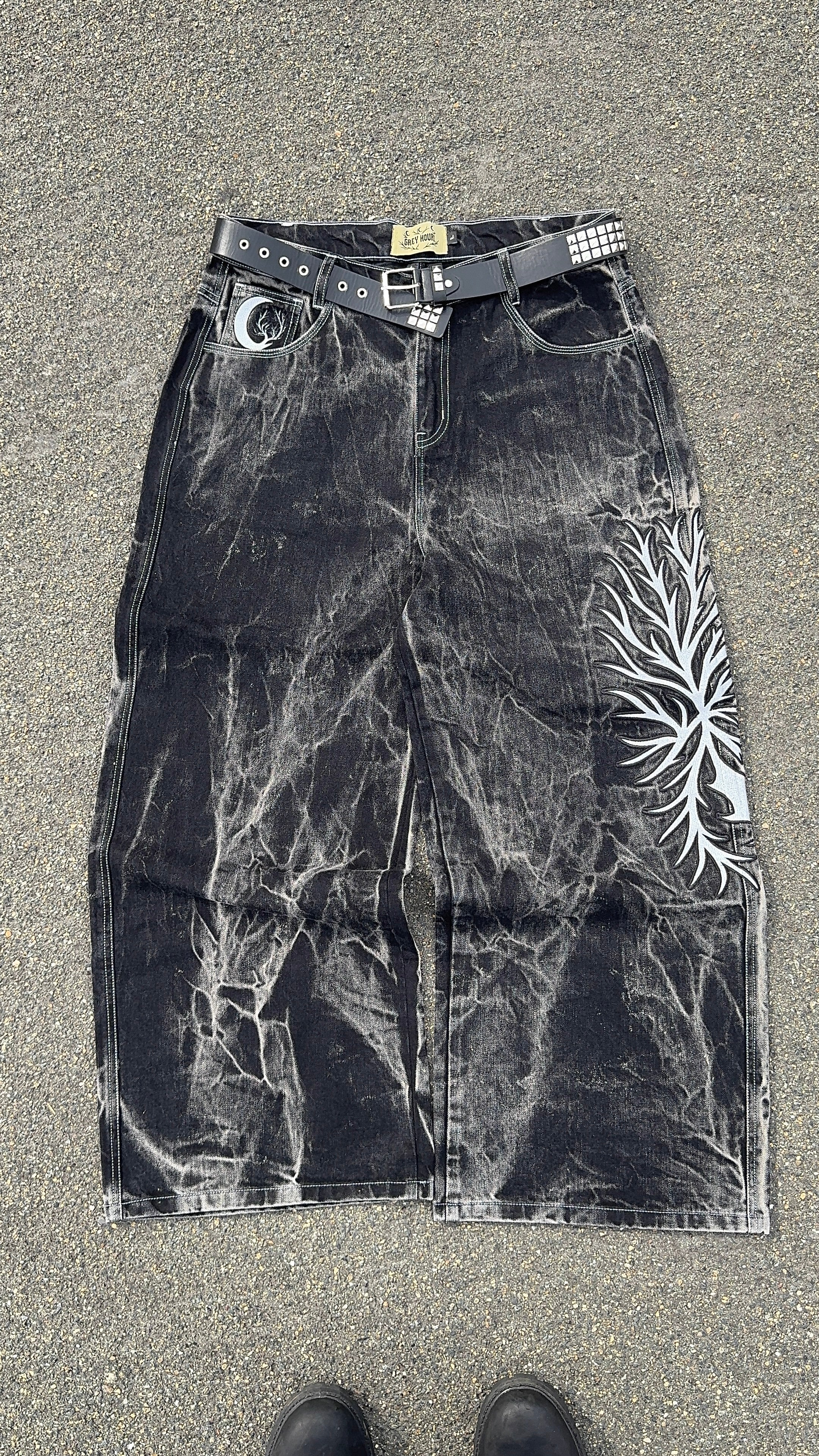 "Grey Hours V1" Wide Leg Jeans (Pre-Made)
