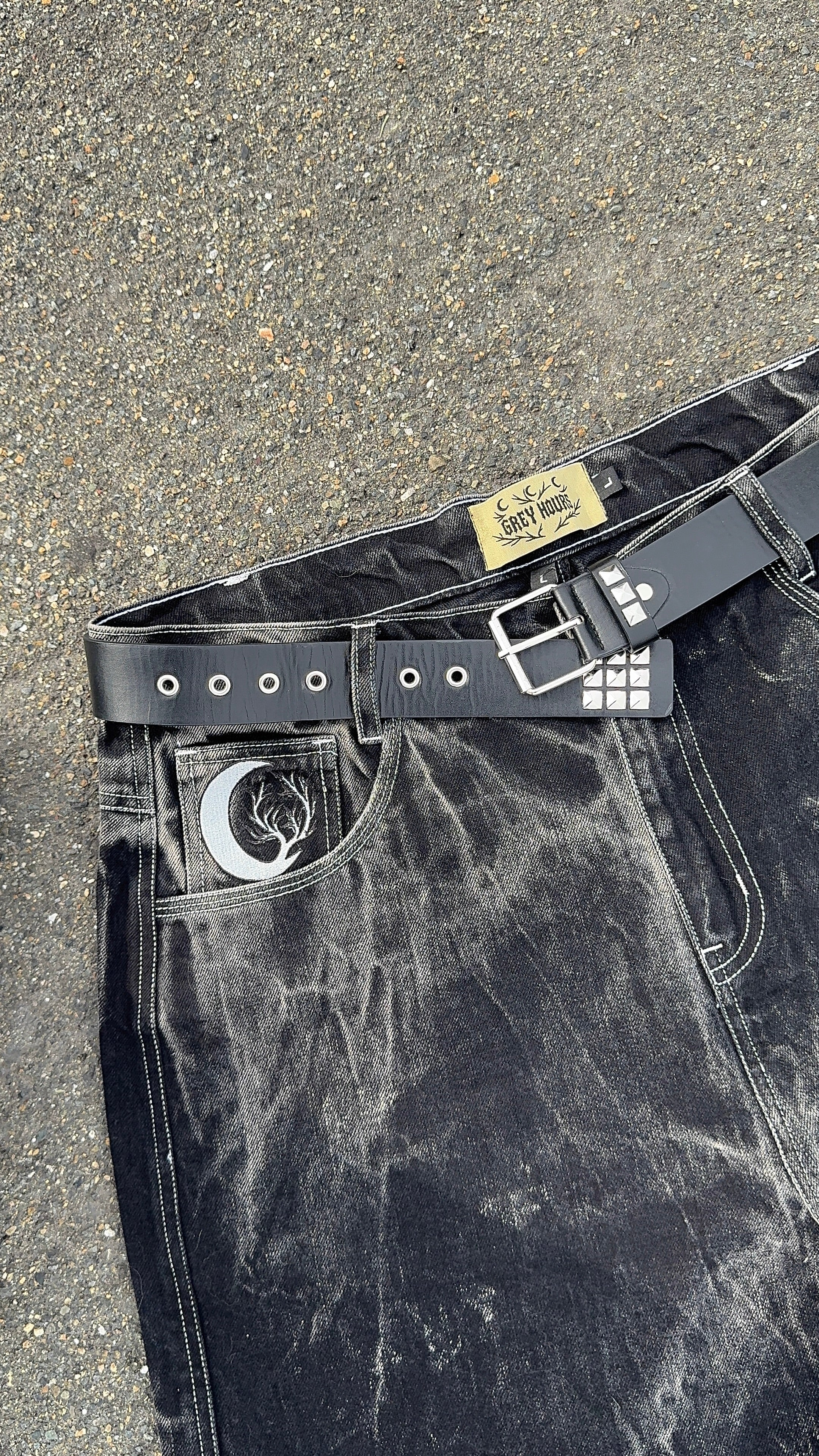 "Grey Hours V1" Wide Leg Jeans (Pre-Made)