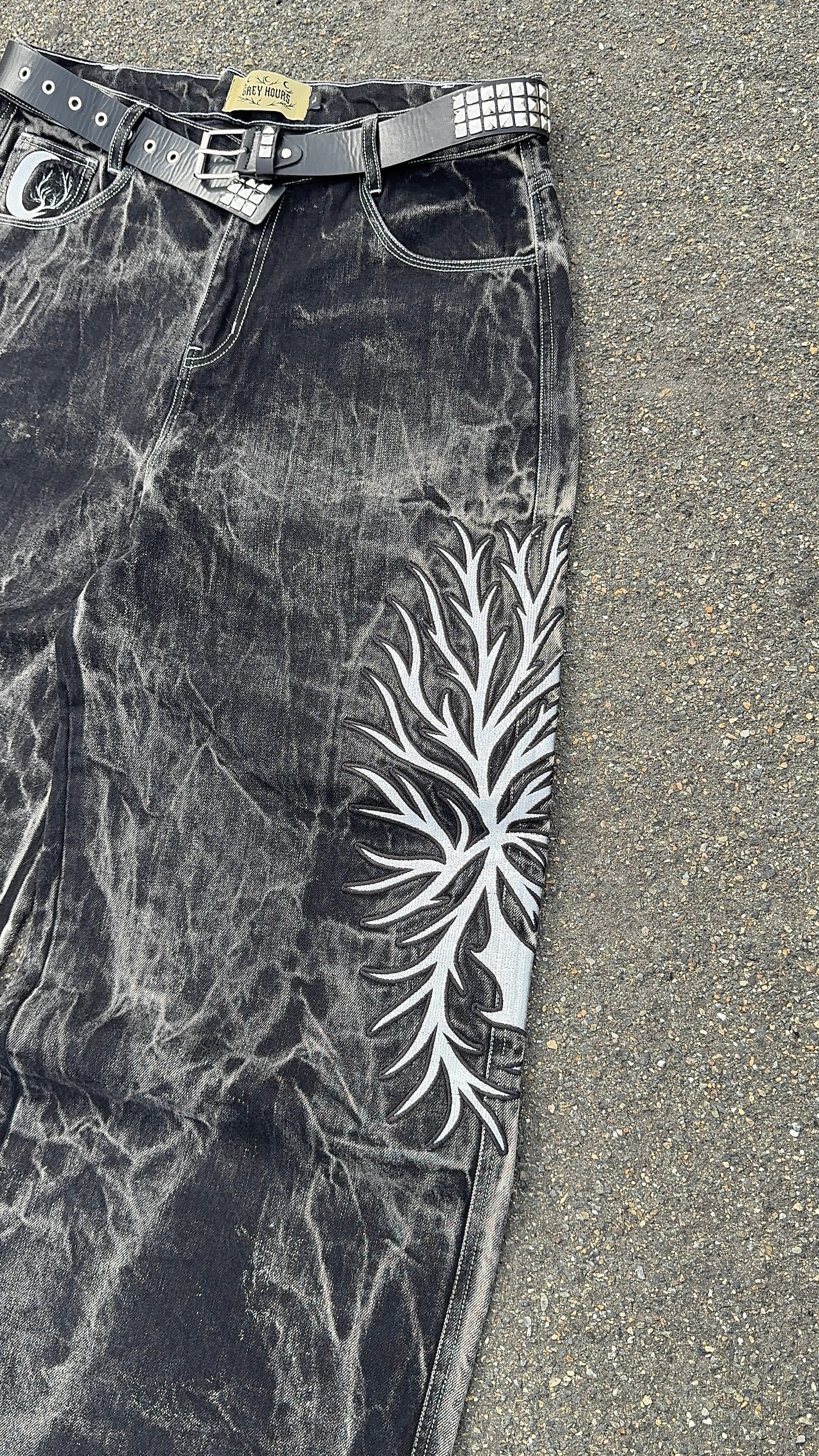 "Grey Hours V1" Wide Leg Jeans (Pre-Made)