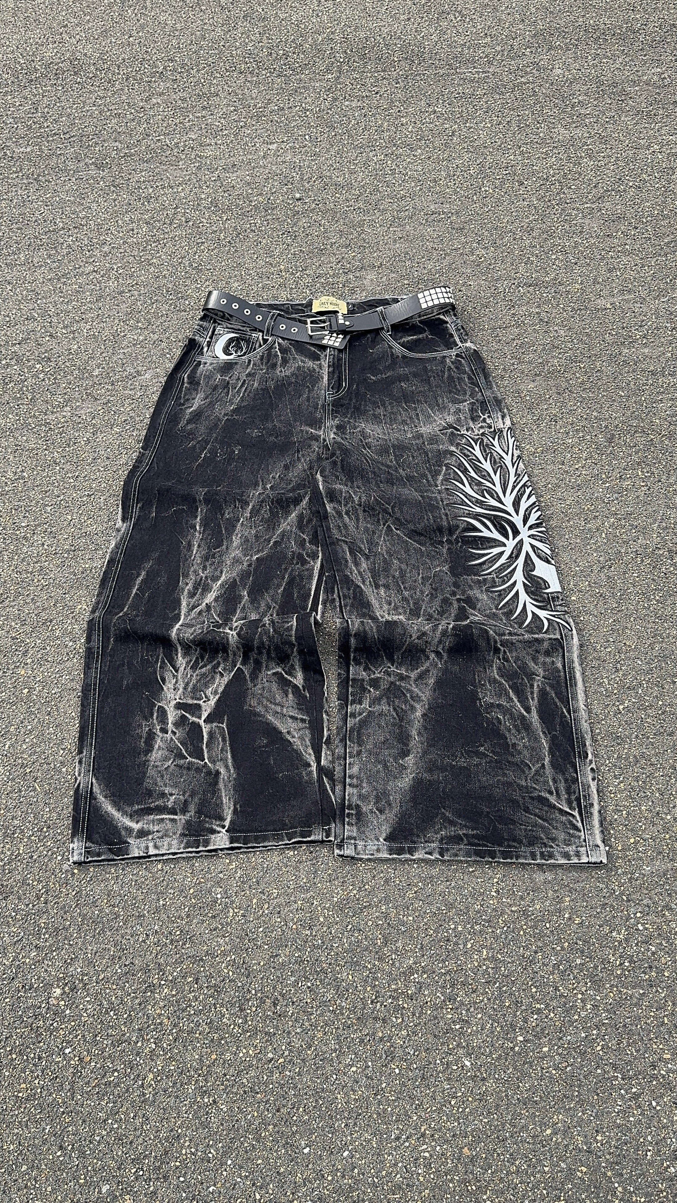 "Grey Hours V1" Wide Leg Jeans (Pre-Made)
