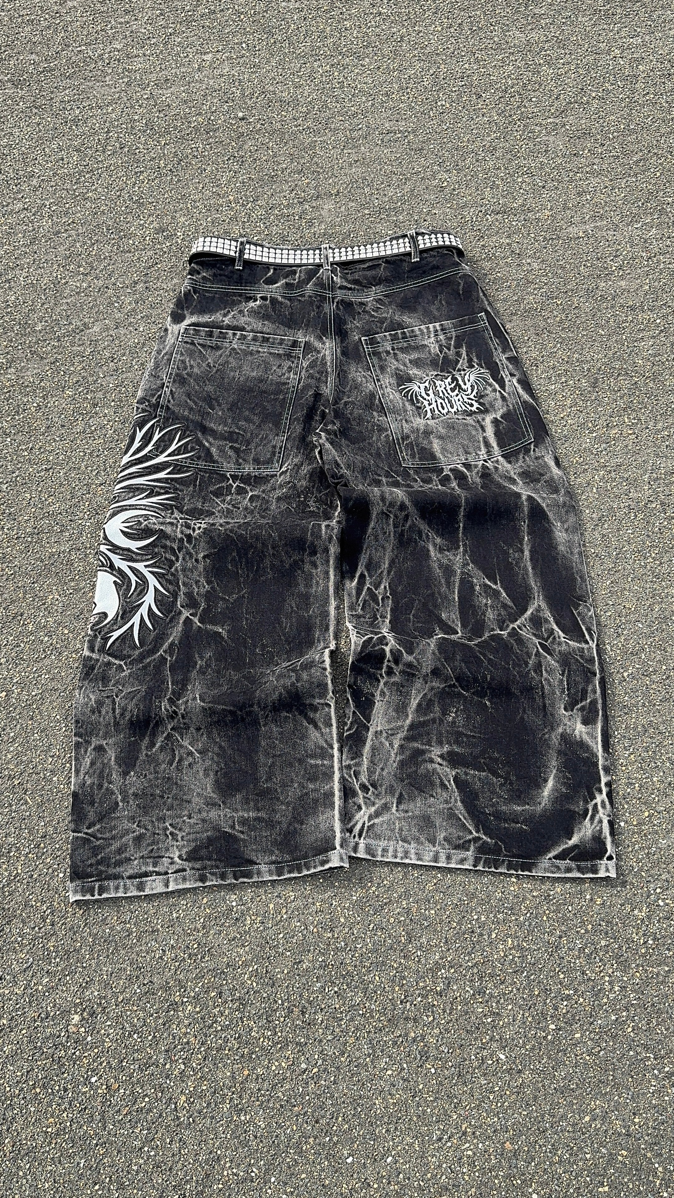 "Grey Hours V1" Wide Leg Jeans (Pre-Made)