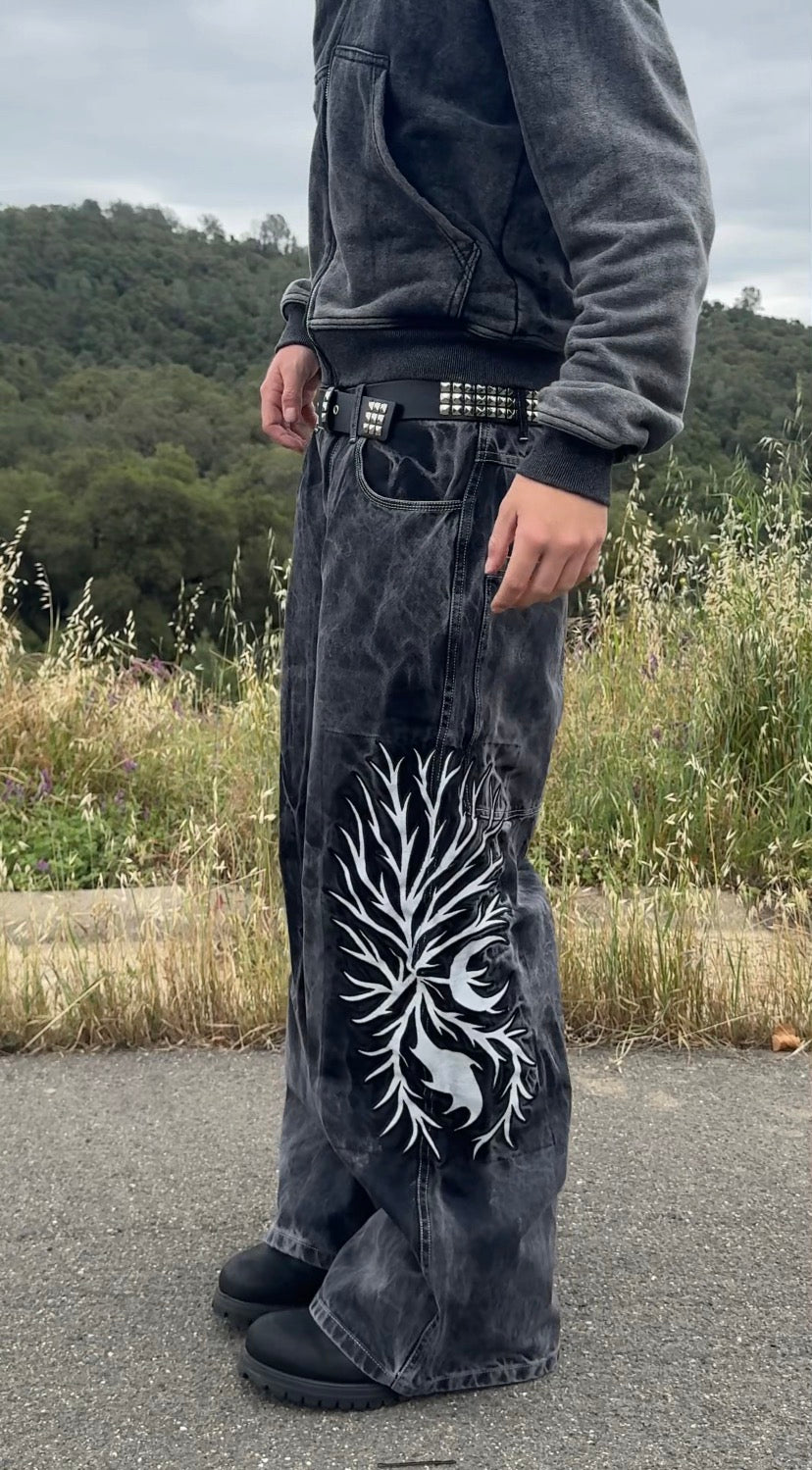 "Grey Hours V1" Wide Leg Jeans (Pre-Made)