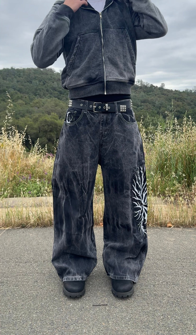 "Grey Hours V1" Wide Leg Jeans (Pre-Made)