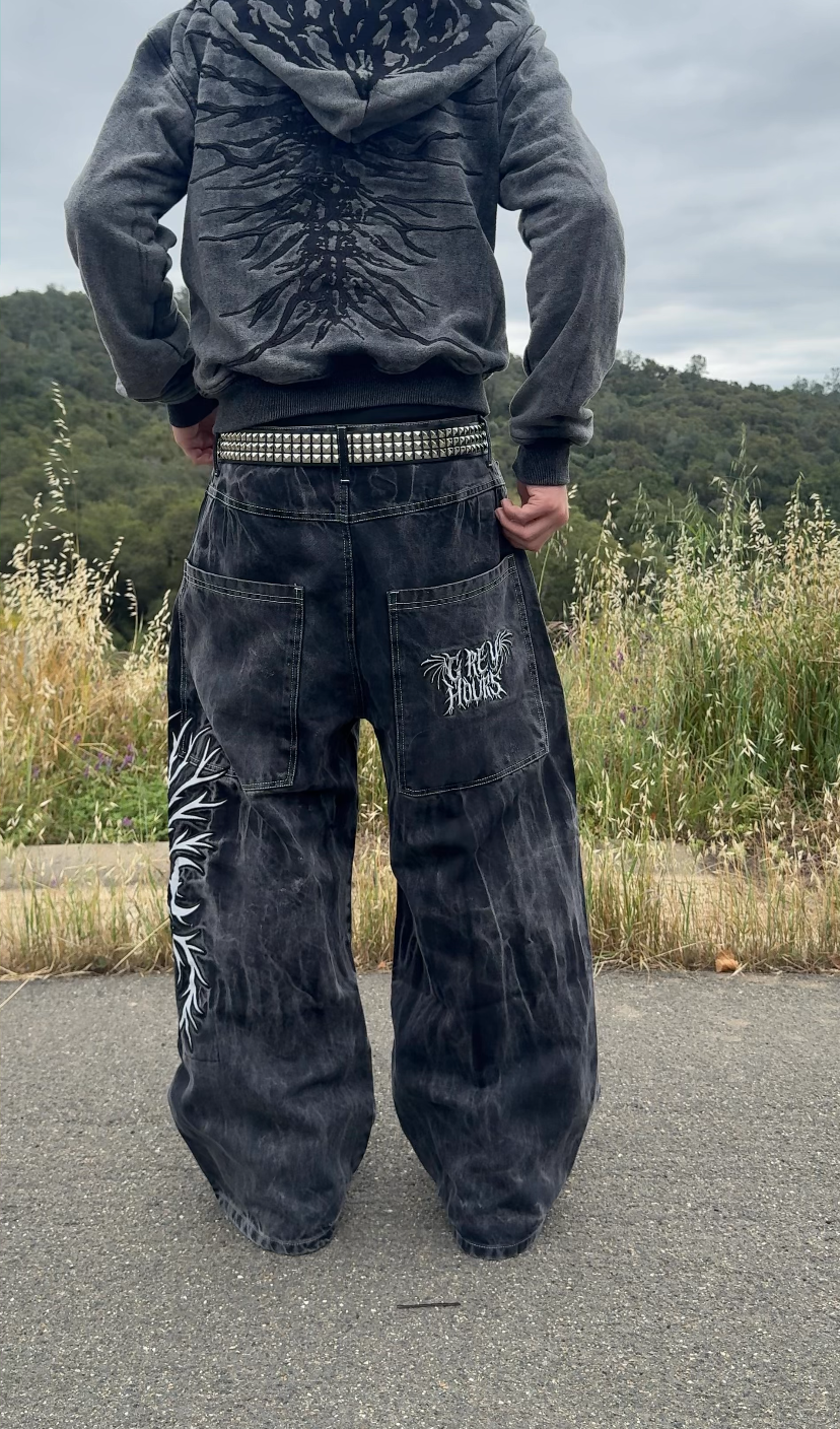 "Grey Hours V1" Wide Leg Jeans (Pre-Made)