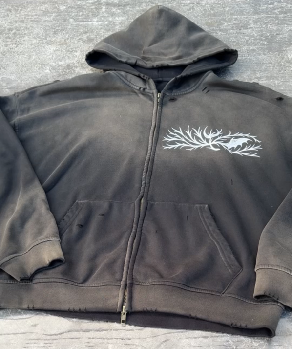 "Grey Hours V1" Zip-Up Hoodie (Pre-Order)